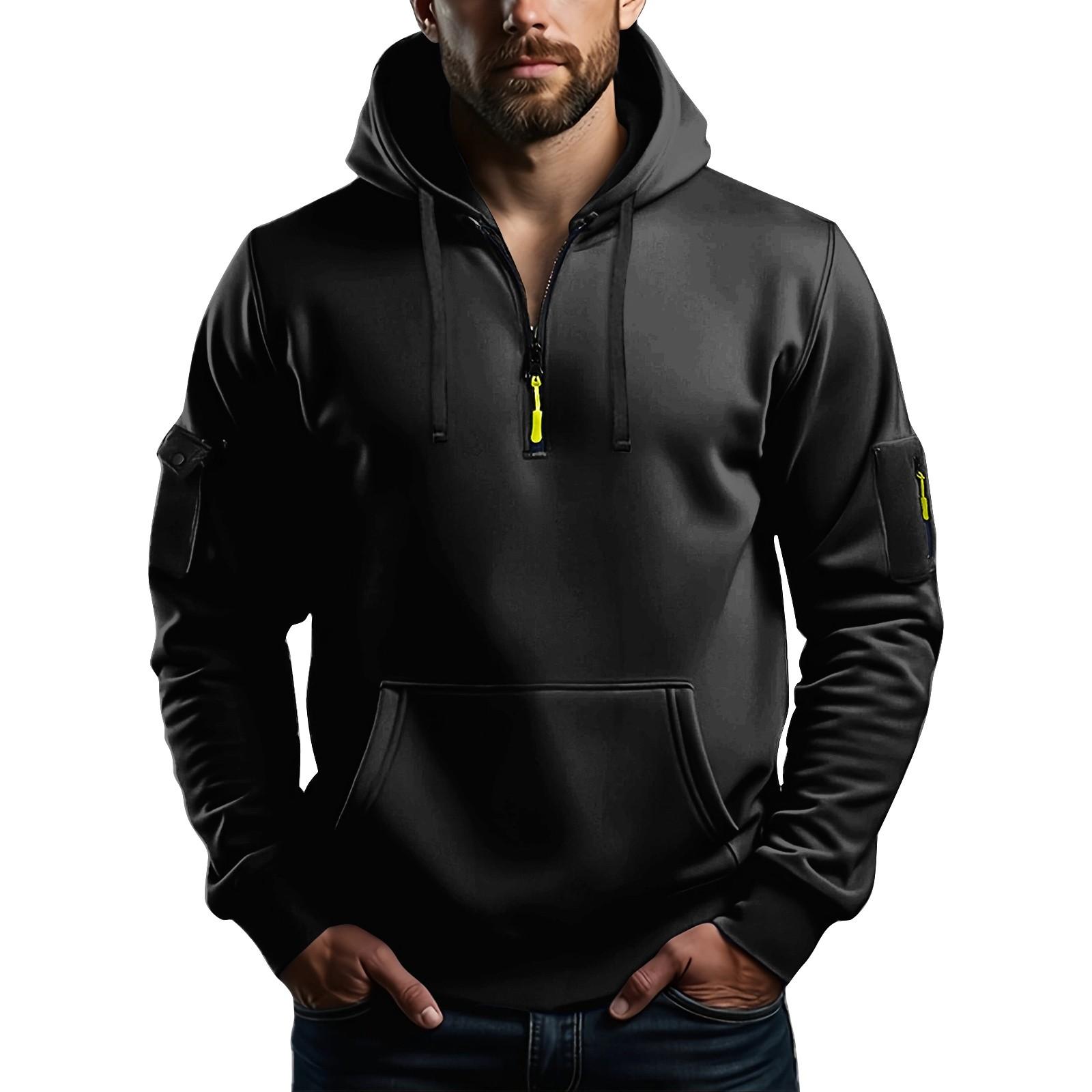 Explorer Outdoors Heren Sweatshirt Hoodie Rits Arm Zak Cardigan Heren Sport Grote Maat Casual Hoodie XXXL donkerblauwe kleur