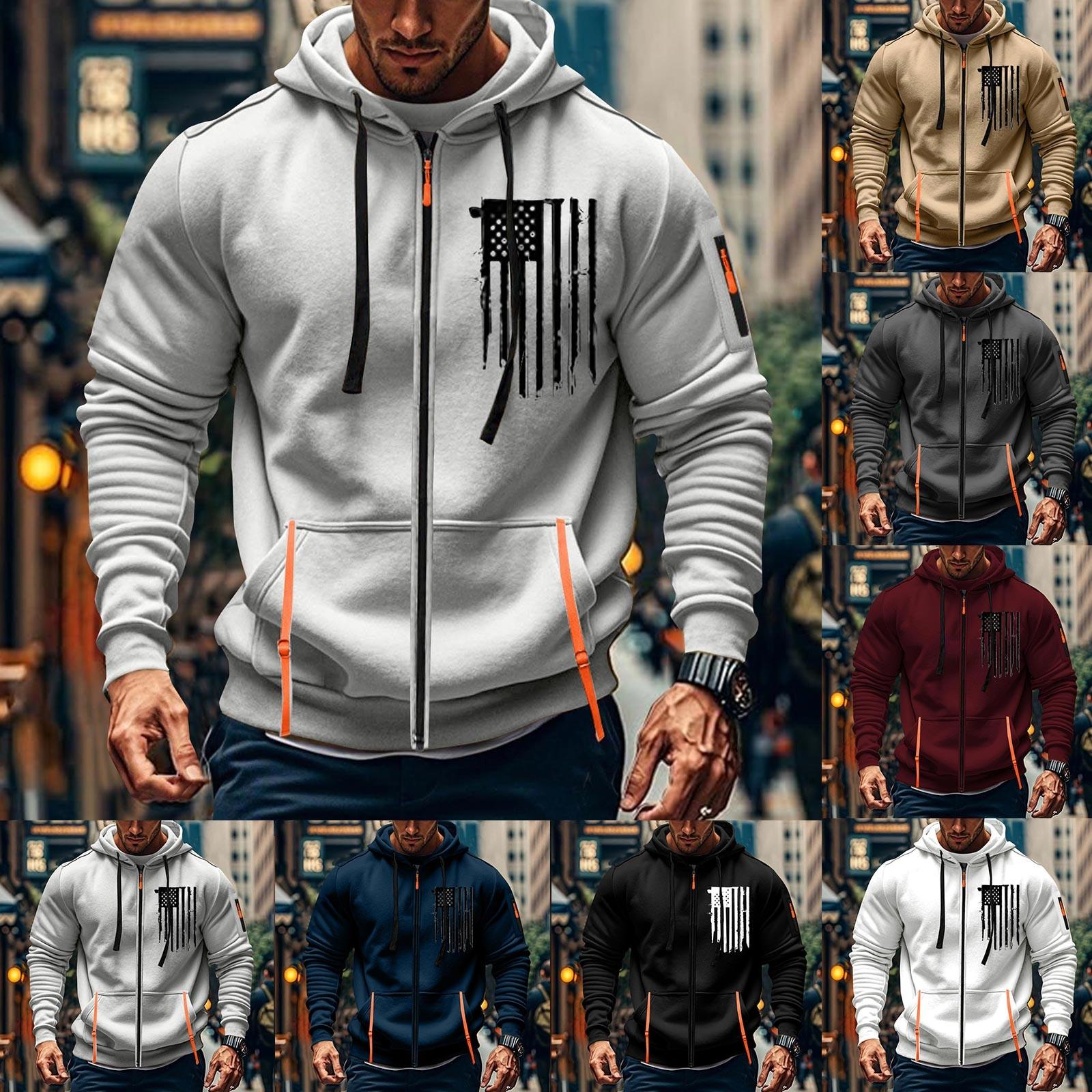 Molihua Heren Sport Casual Hoodie Hoodie Cardigan Rits Multi-pocket Hoodie Jas M wijn