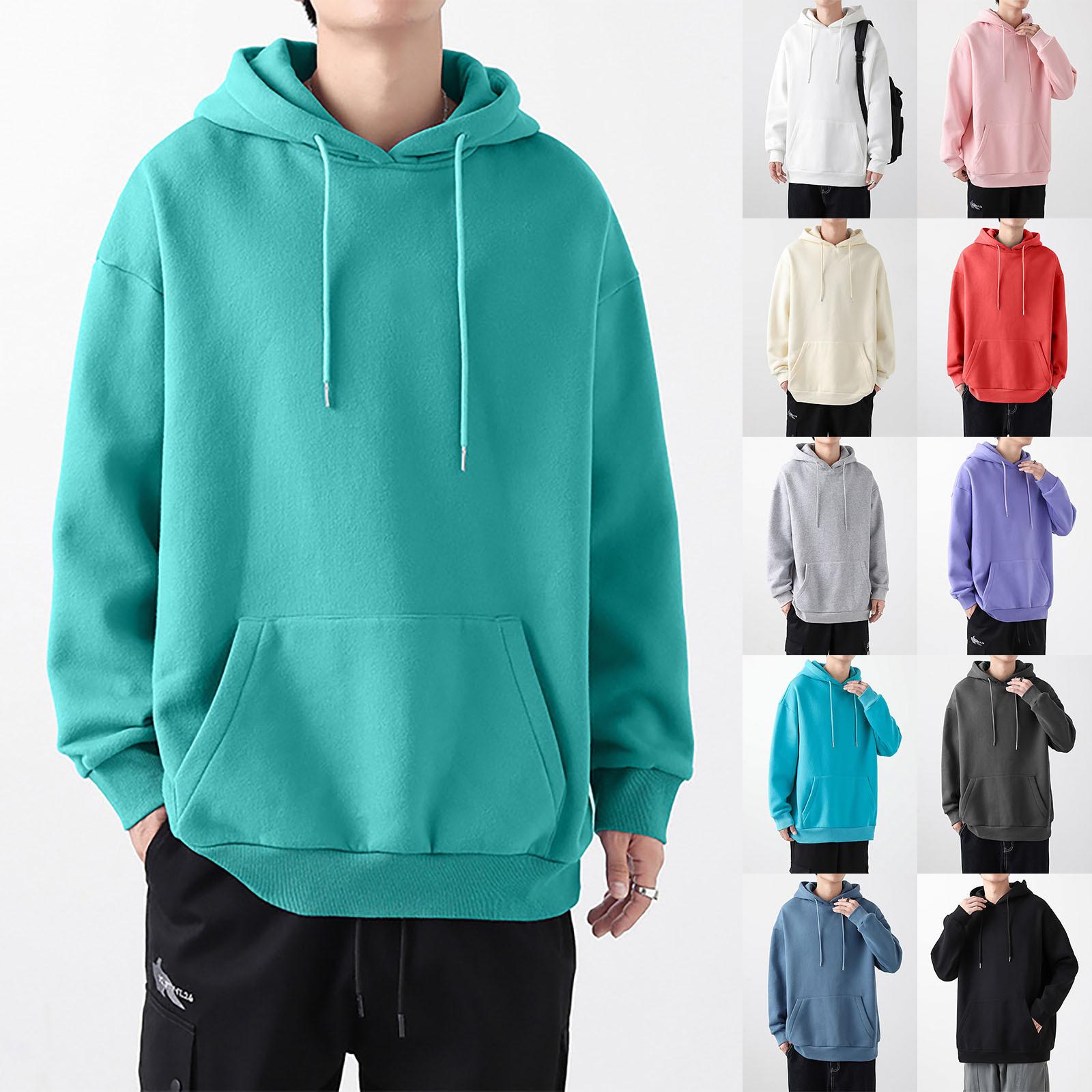 Molihua Heren herfst- en winter effen kleur sport-casual trui met lange mouwen en lange mouwen M rood