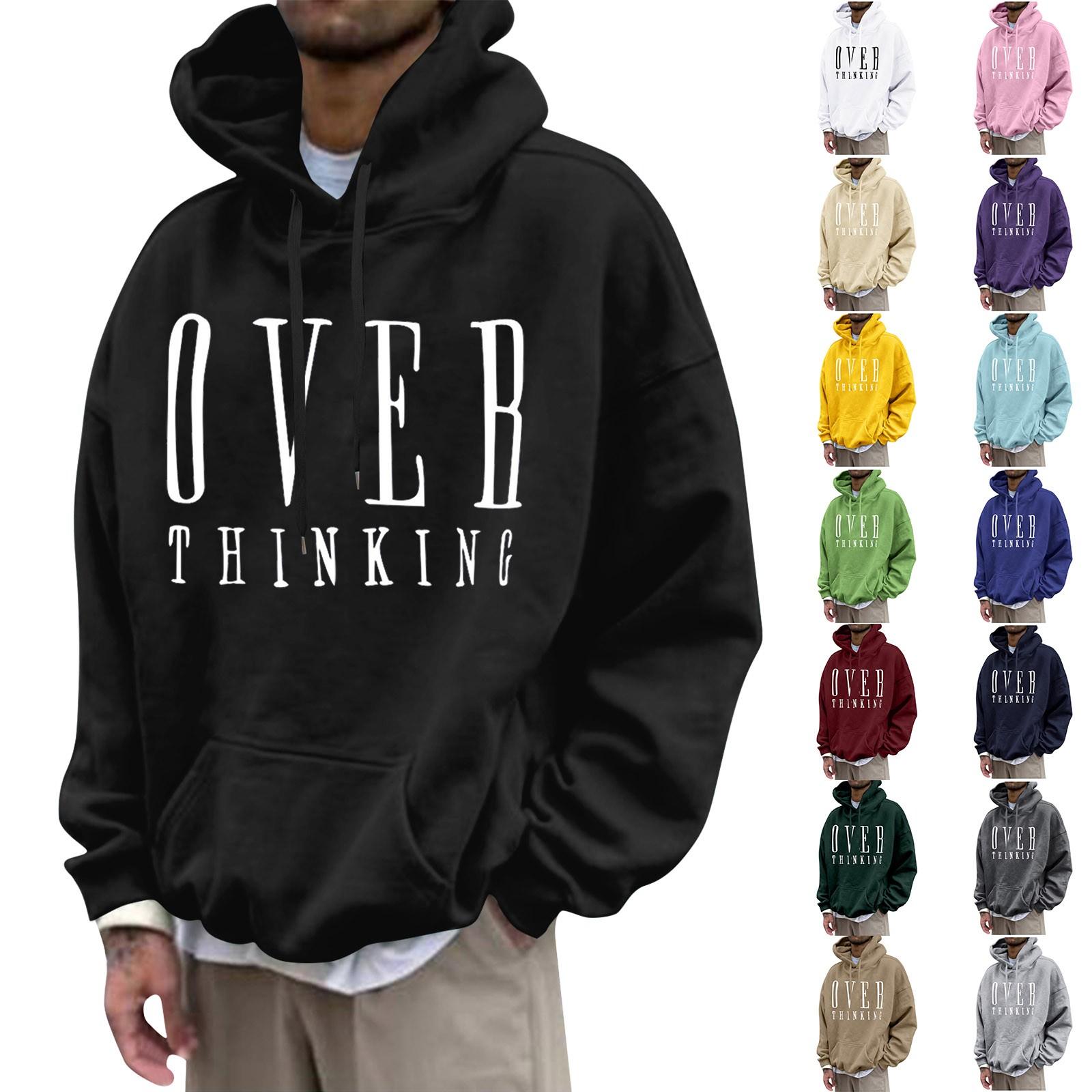 ElongPaoXiao Los bedrukt sweatshirt met capuchon voor heren Casual mode-sportsweatshirt voor heren XL groen