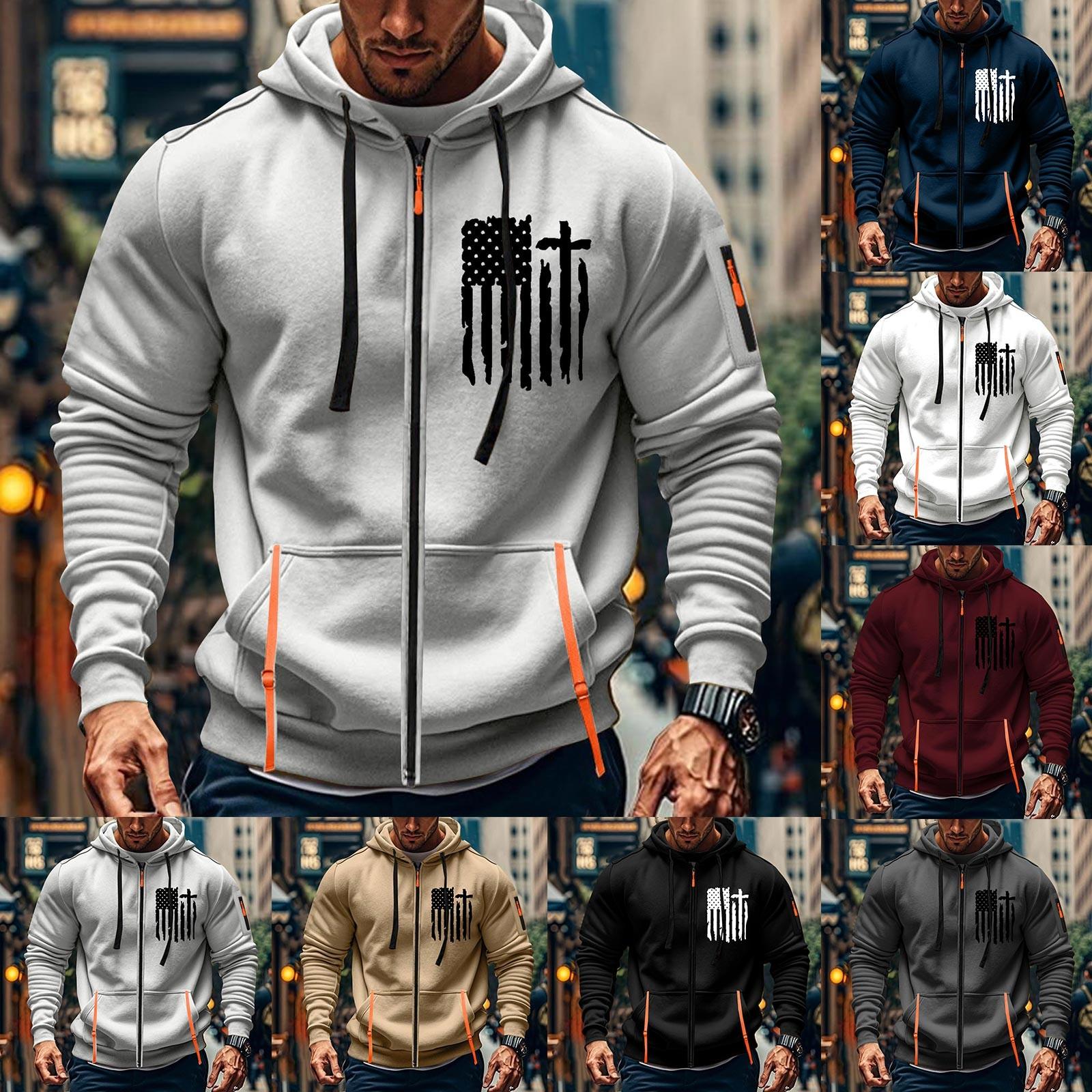 Timoduizhang Heren Sport Casual Hoodie Hoodie Cardigan Rits Multi-pocket Hoodie Jas XXXL zwart