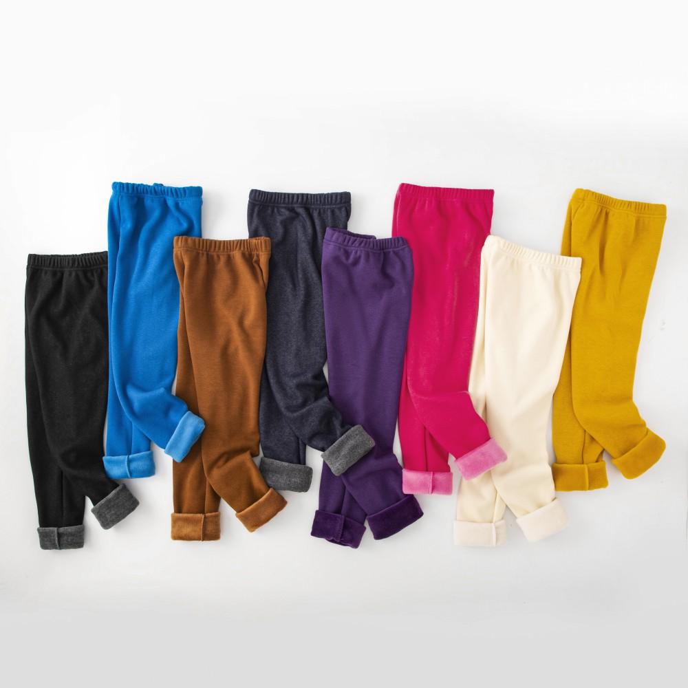 BOOSKU Eenvoudige herfst-winterleggings Meisjes fleece dikke warme leggings schattige broek kind meisje kleurrijke kinderen effen broek 110