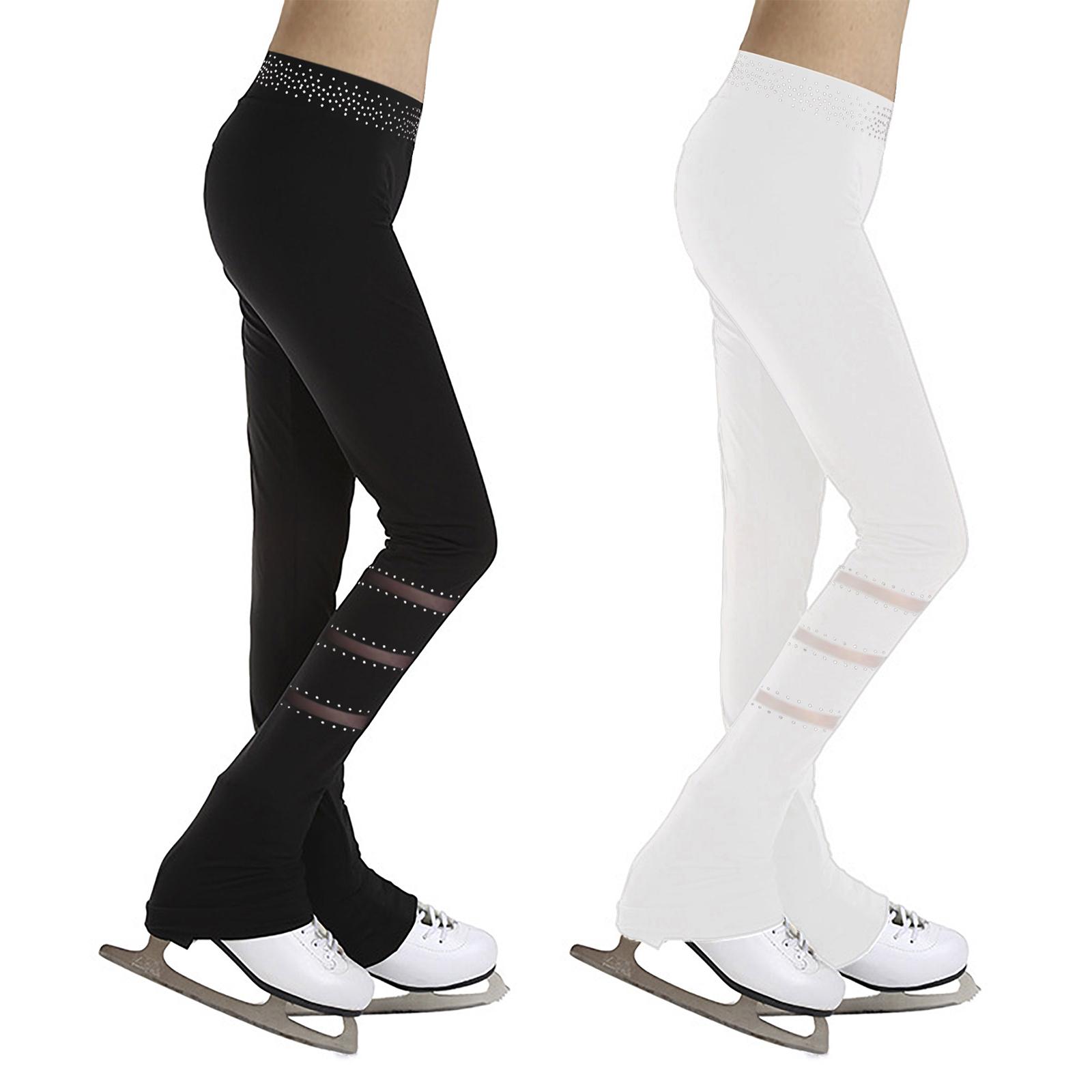 Sxiwei Kinderen Meisjes Ijs Kunstschaatsen Praktijk Lange Broek Panty Broek Strass Kind Schaatsen Legging 11-12 Years zwart