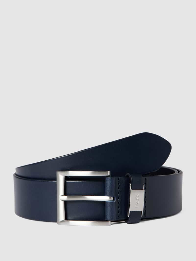 Boss Leren riem Connio zilverkleurige sluiting & logo-tekst op de lus