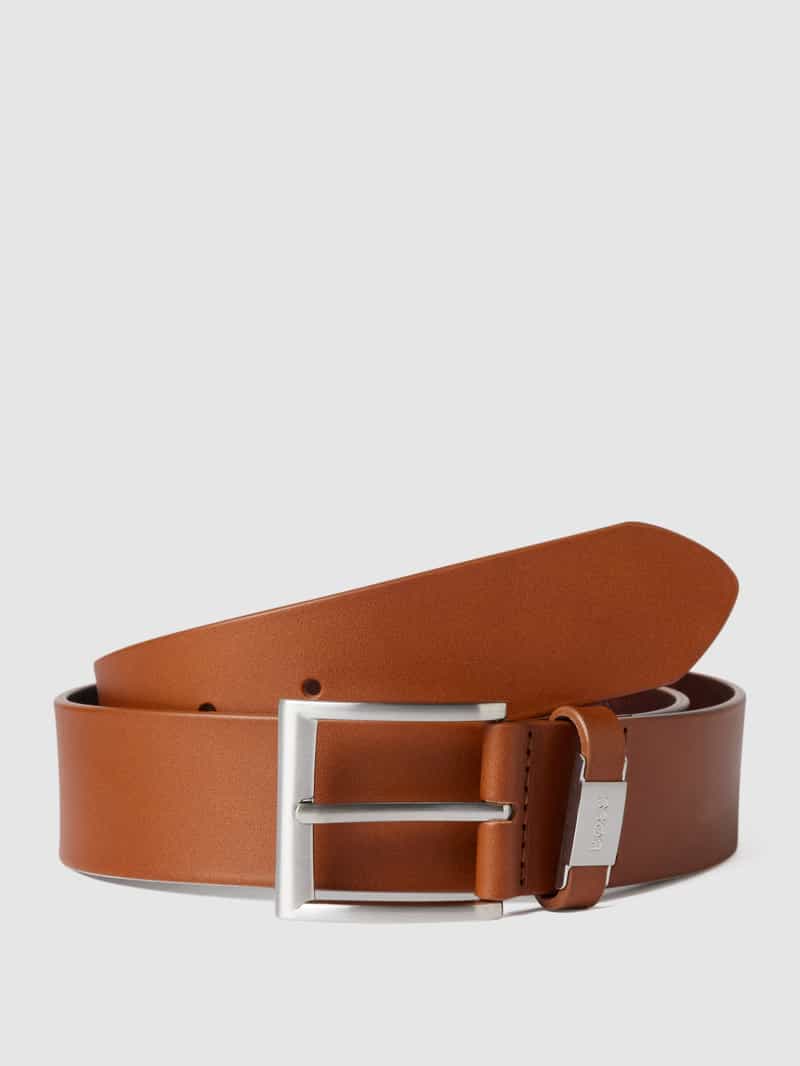 Boss Leren riem Connio zilverkleurige sluiting & logo-tekst op de lus