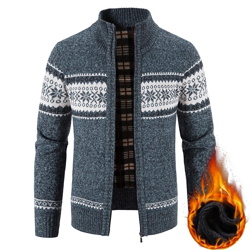 MILU Winter Heren Fleece Cardigan Kerst Gebreide Trui Jas Business Casual Jas Heren Wollen Kasjmier Kleding XXXL