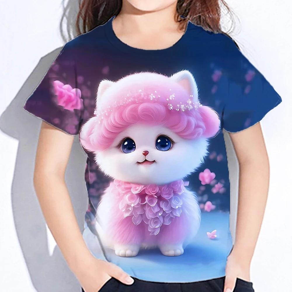 Xuhaijian02 Kleur Dieren Meisje T-shirt Outdoor Kinderkleding 4 Tot 12 Jaar Aanbiedingen Casual Korte Mouw Tops Voor Meisjes Kid t-shirt Zomer 160