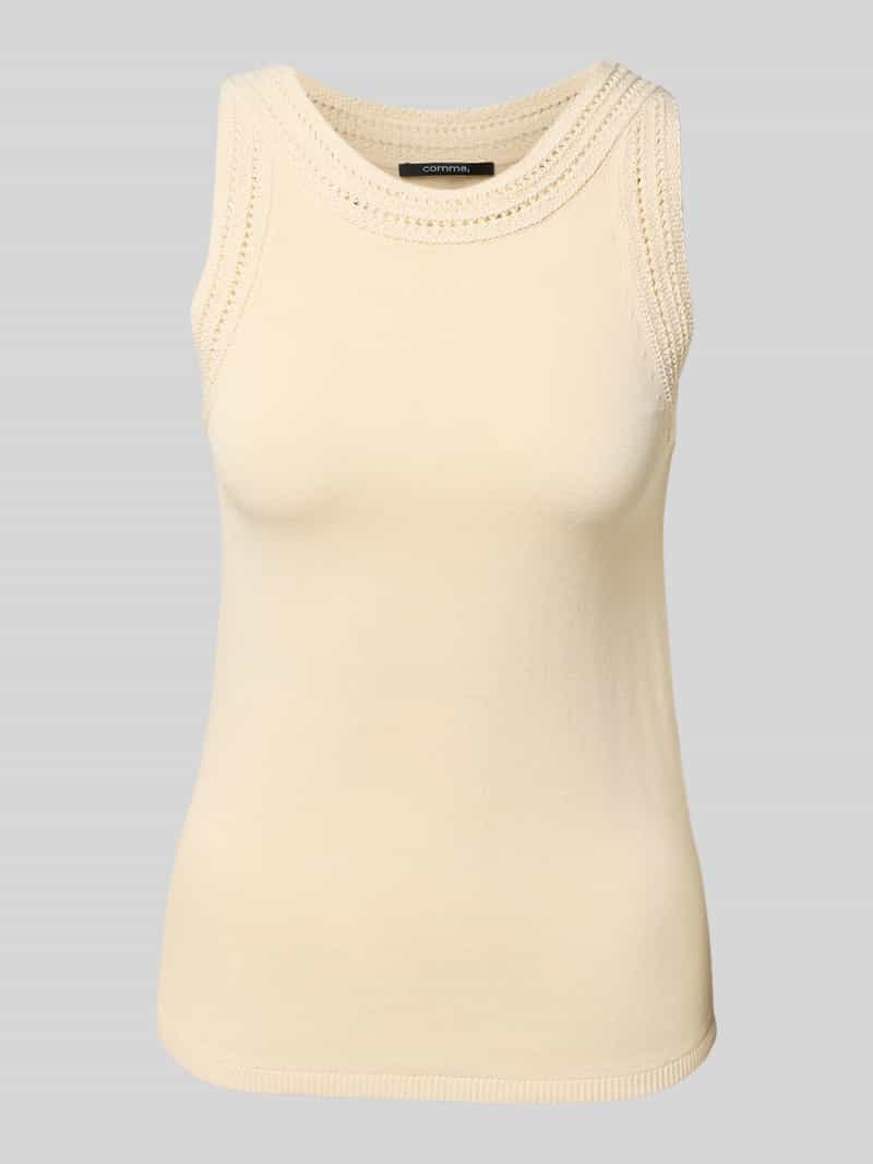 Comma Shirt met ronde hals met breitechnische details