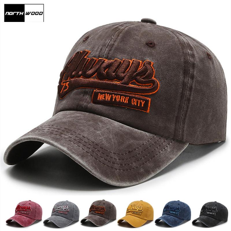 Northwood Katoenen Baseball Cap Voor Mannen Gewassen Letter Dames Dad Hat Snapback Hip Hop Trucker Caps 56-60 cm grijze kleur