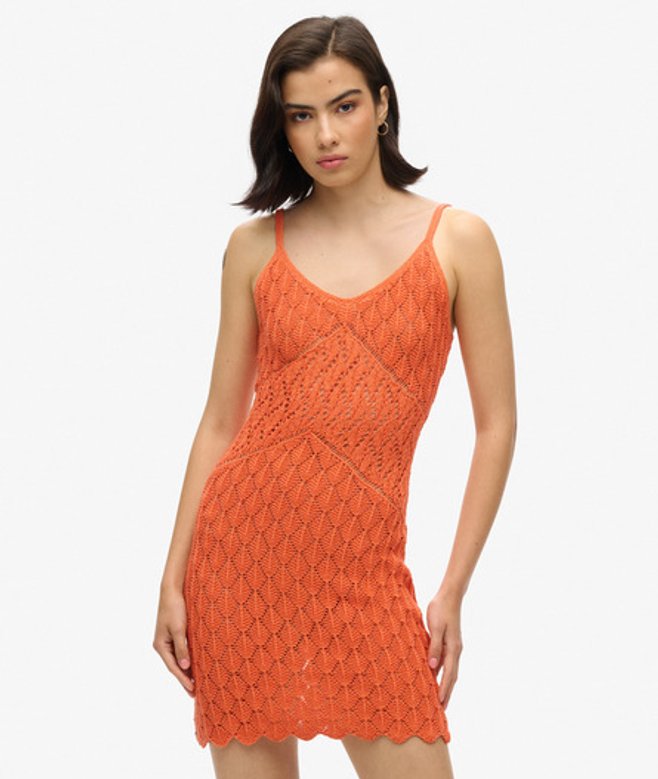 Superdry Gehaakte Cami Mini-jurk Cream