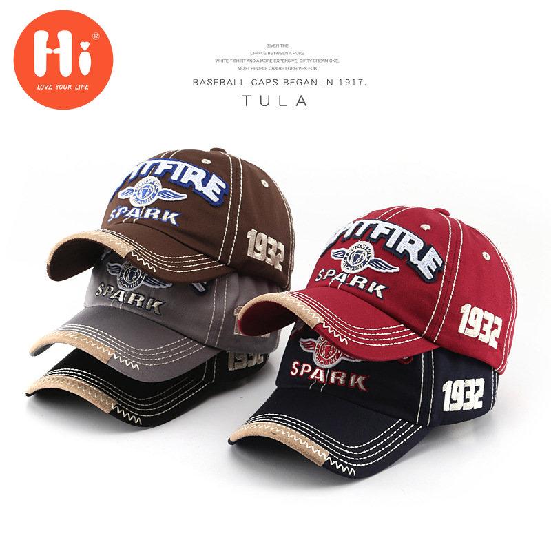 Hi Cap Mode Borduren Baseball Cap Zomer Outdoor Verstelbare Hip Hop Hoeden Bone Snapback Hoed adjustable donkerbruine kleur