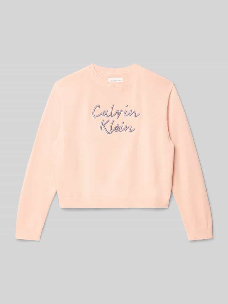 Calvin Klein Trui met ronde hals LOGO METALLIC INTERSIA voor kinderen tot 16 jaar, grote borduursel