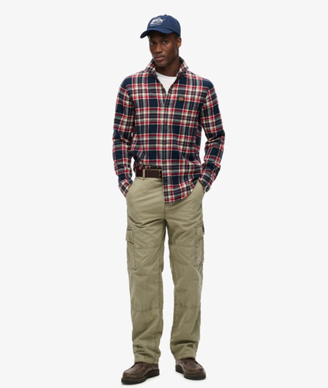 Superdry Baggy Cargobroek van Biologisch Katoen Khaki
