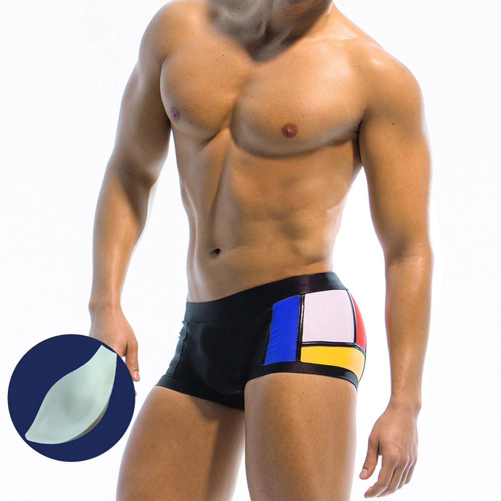 UXH Fashion Colorblock Heren Zwembroek Zwemkleding Squre Been Zwemmen Kort Badpak XL wit
