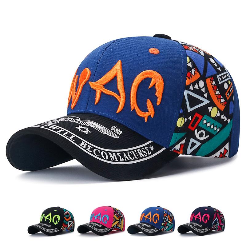 ONIHUA Mannen bedrukte hoed vrouwen lente baseball cap casual brief geborduurd outdoor zonnebrandcrème snapback hoed paardenstaart panama cap papa hoed 55-60cm zwart