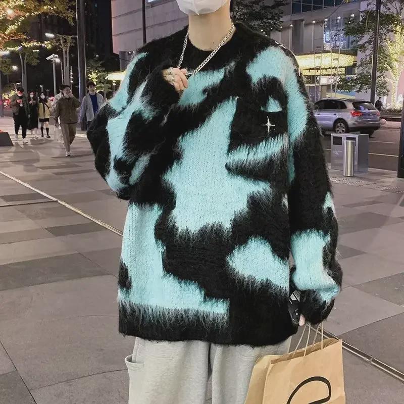 VantaGoods Trendy losse ronde hals trui voor jongens in Japanse-Hongkong stijl XL blauw