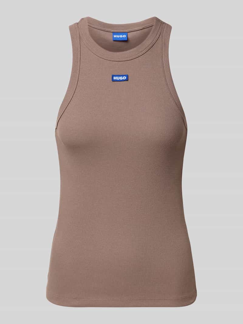 OTTO HUGO Blue Tanktop Easy Tank Ribstof van katoenmix met elastaan