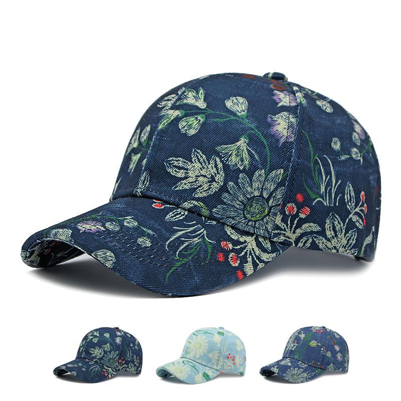 ONIHUA Cap Heren Dames Outdoor Zonnescherm Baseball Cap Bedrukte Cap Paardenstaart Panama Cap Vizierhoeden blauw