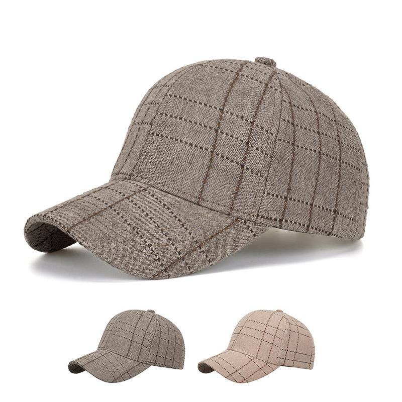 ONIHUA Herfst Winter Mannen Dunne Geruite Pet Baseball Cap Vrouwen Zonnehoed Paardenstaart Panama Cap Vizier Hoeden Snapback Hoed kaki