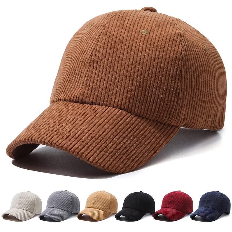 ONIHUA Herfst Winter Dames Corduroy Baseball Cap Effen Kleur Cap Warme Baseball Cap Peak Cap Outdoor Sport Cap lichtbeige kleur