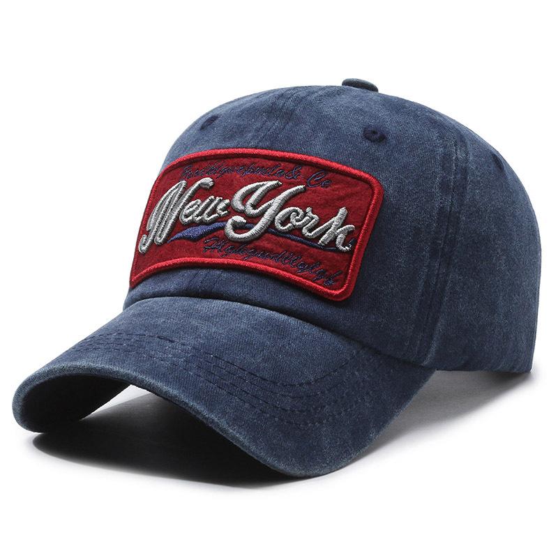 ONIHUA Borduren Brief Baseball Cap Mannen Vrouwen Outdoor Zonnehoed Denim Hoed Paardenstaart Panama Cap Snapback Hoed Zonneklep Hoeden rood
