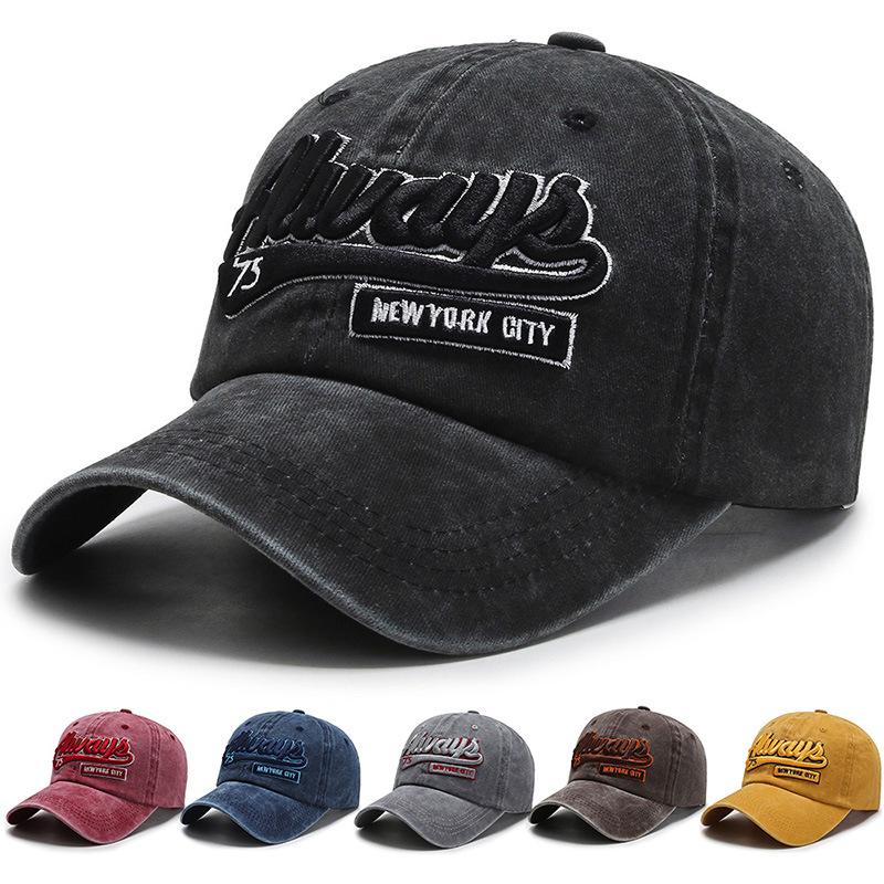 ONIHUA Mannen Vrouwen Sport Denim Baseball Cap Lente Zomer Zonnehoed Borduren Paardenstaart Panama Cap Snapback Hoed Zonneklep Hoeden Vissershoed Piek Cap marineblauwe kleur