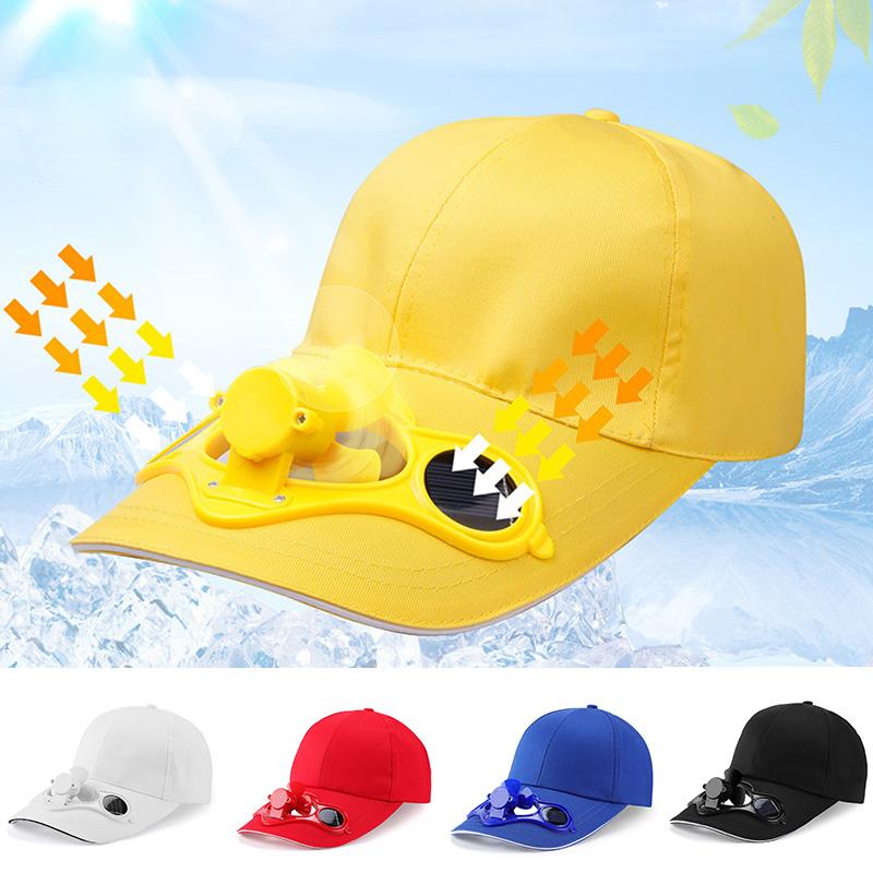 Betterring Zomerzonbescherming Outdoor Hoed Sport Zonnepet Met Ventilator Unisex Katoenen Zonne-energie Zonneklep Pet Honkbal blauw