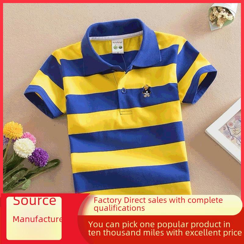 VantaGoods Poloshirt van katoen voor jongens - zomer-T-shirt met korte mouwen voor kinderen van 3 tot 9 jaar Size 14, height 125cm oranje/wit