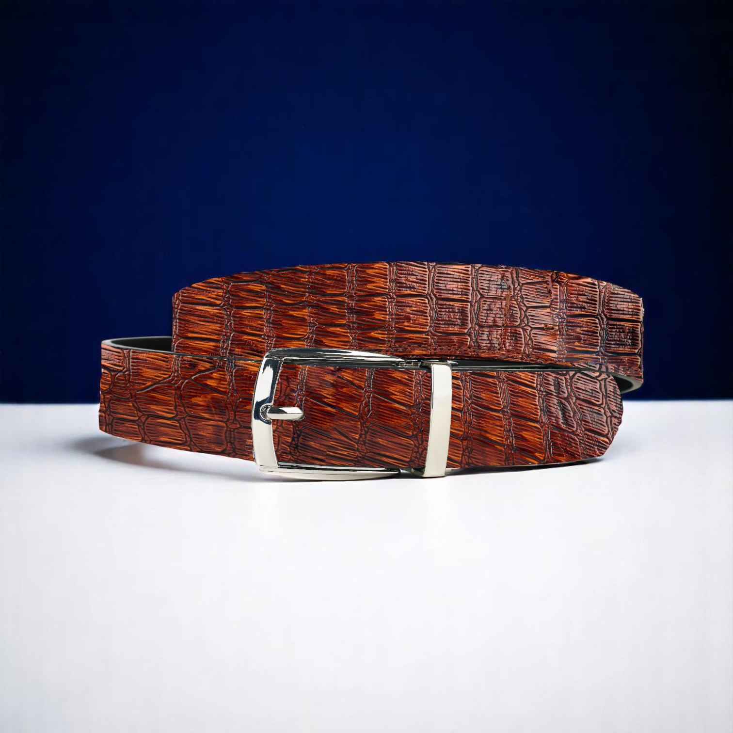 Lureaux Brown Reptile (Riem)  - Nette Riemen Voor Heren