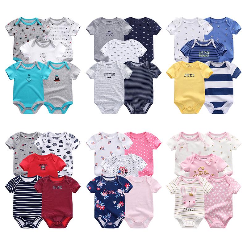 KIDDIEZOOM Babykleding voor pasgeboren babyjongens  Katoenen babybody's en jumpsuits met O-hals en korte mouwen 3M
