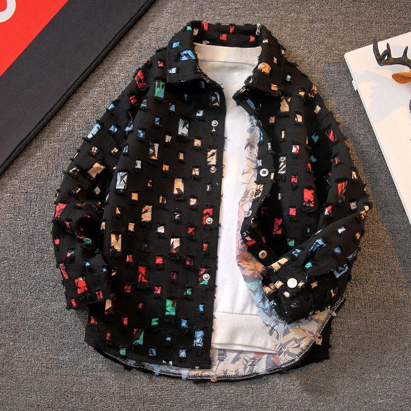 YOUULAR Jongensoverhemden Jassen Lente Herfst Kindertopjes Kinderstijl Shirts met lange mouwen 170 zwart
