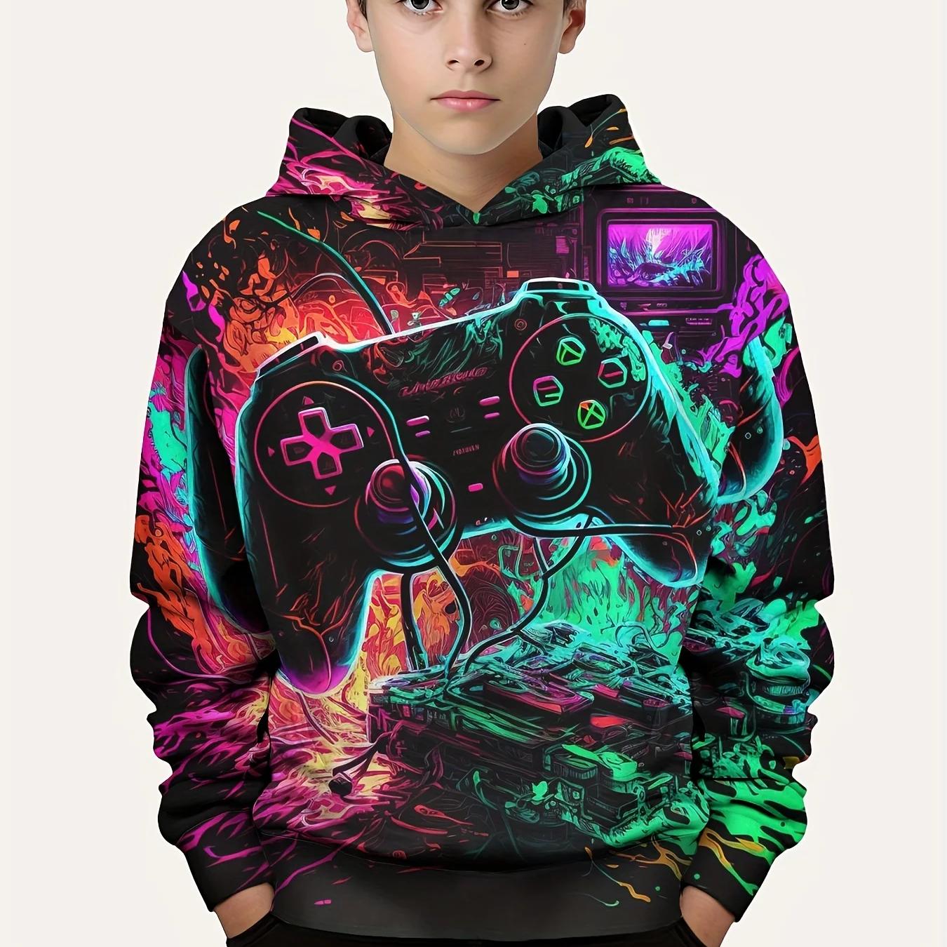 ETST WENDY 09 Mode Kleurrijke Gamepad 3D Print Leuke & gezellige Hoodie Voor Kinderen Jongens Houd Hem Warm En Stijlvol Kind Hooded Pullover Tops Kleding 160