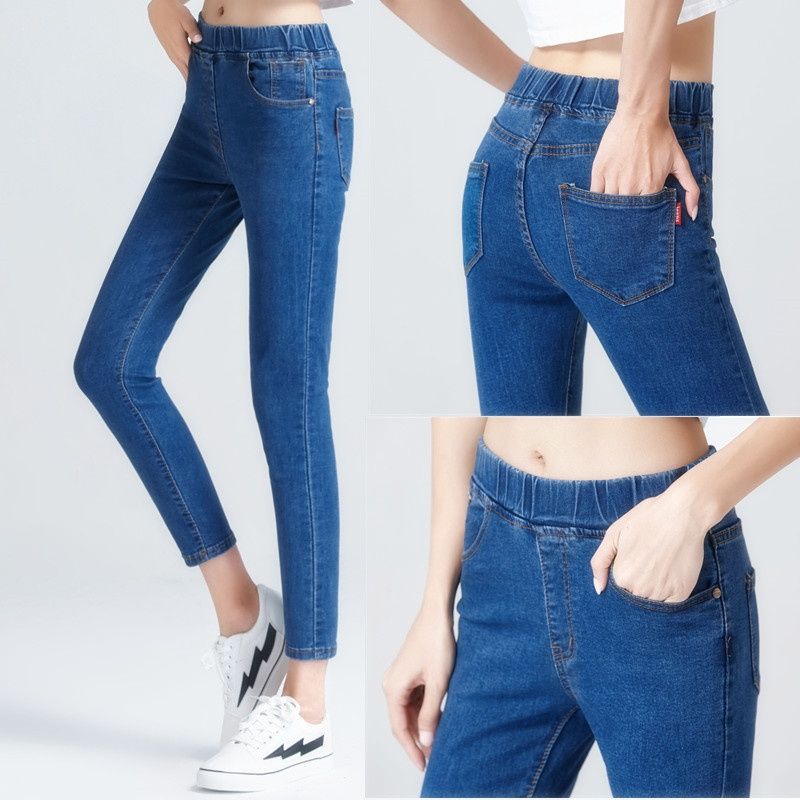 Fantastic wardrobe Dames elastische skinny jeans met hoge taille Dames zwart blauwe zakjeans Slim fit stretchdenimbroek L lichtblauwe kleur