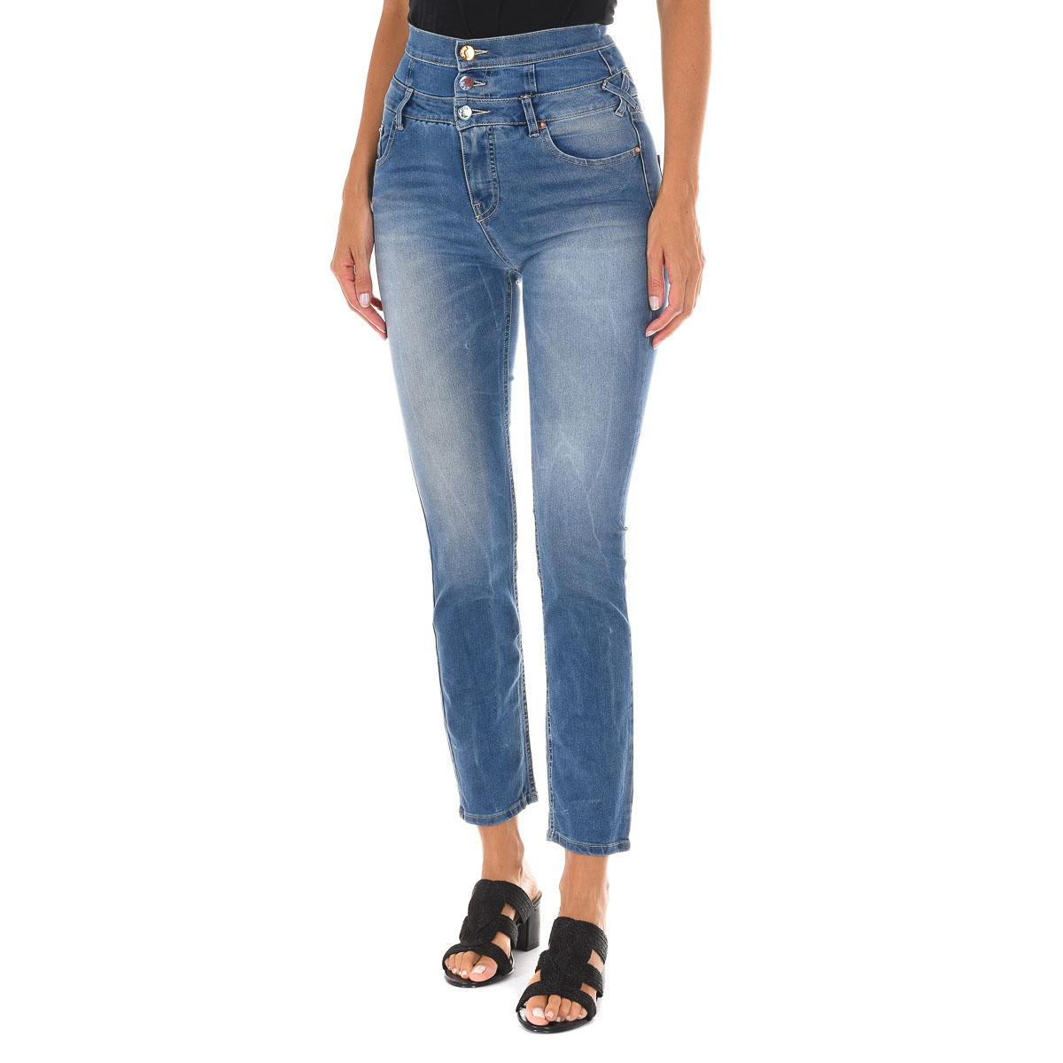 MET Dames 10DBF0807 Stretch Distressed Lange Denim Broek 24-USA blauw