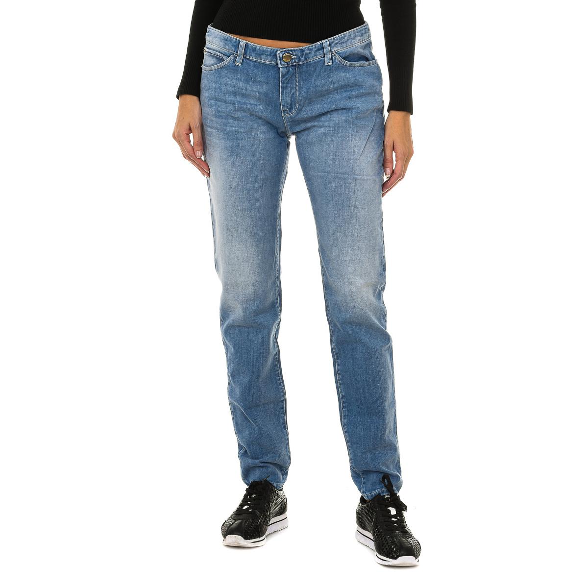 Armani Jeans Denim broek met lang versleten effect 3Y5J06-5D1EZ dames 26-USA blauw