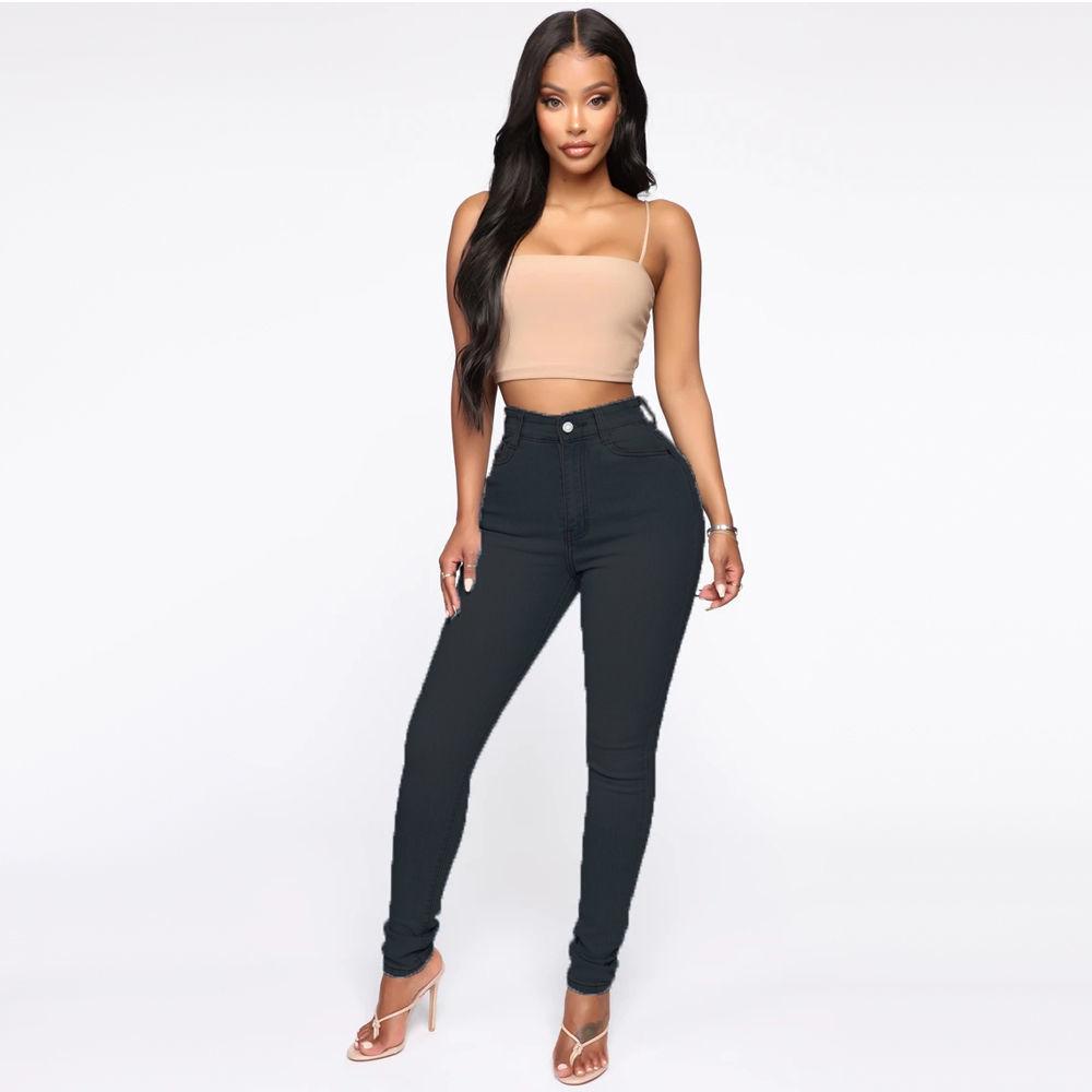 Hannah Martin Esthetische Y2k Fashion Streetwear Damesjeans Ins Hoge taille Heup-magere broek Perzik heup Europese en Amerikaanse broek 3XL zwart