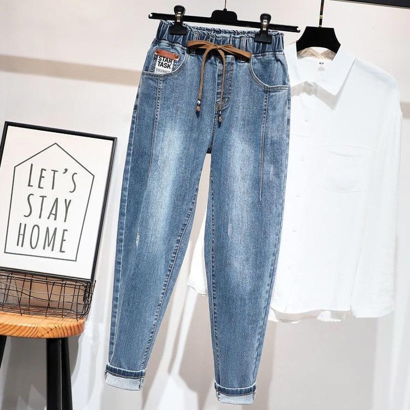 KAOLA Grote maten katoenen skinny jeans met hoge taille en stretch voor dames XL blauw