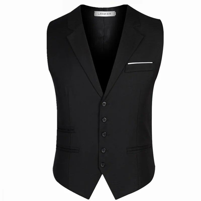 KAOLA Heren vest Slanke versie van het heren kostuum vest Heren ondershirt Heren casual mouwloos formeel zakelijk jasje 4XL zwart