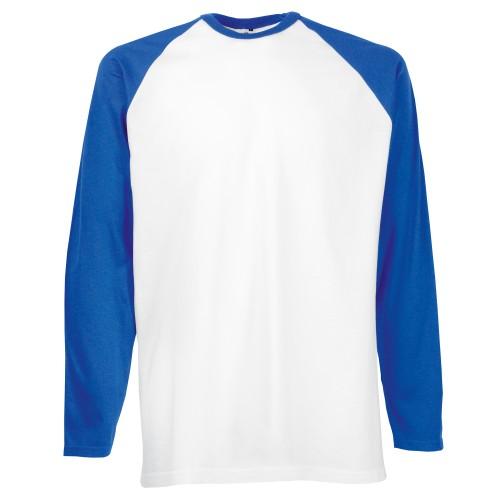 Fruit Of The Loom Honkbal T-shirt met lange mouwen voor heren S wit/rood
