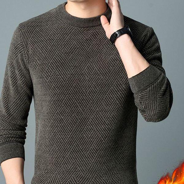 CHIC STUDIO Heren ronde hals trui met fleece verdikt mode casual vest dad suit casual allround ronde hals 4XL