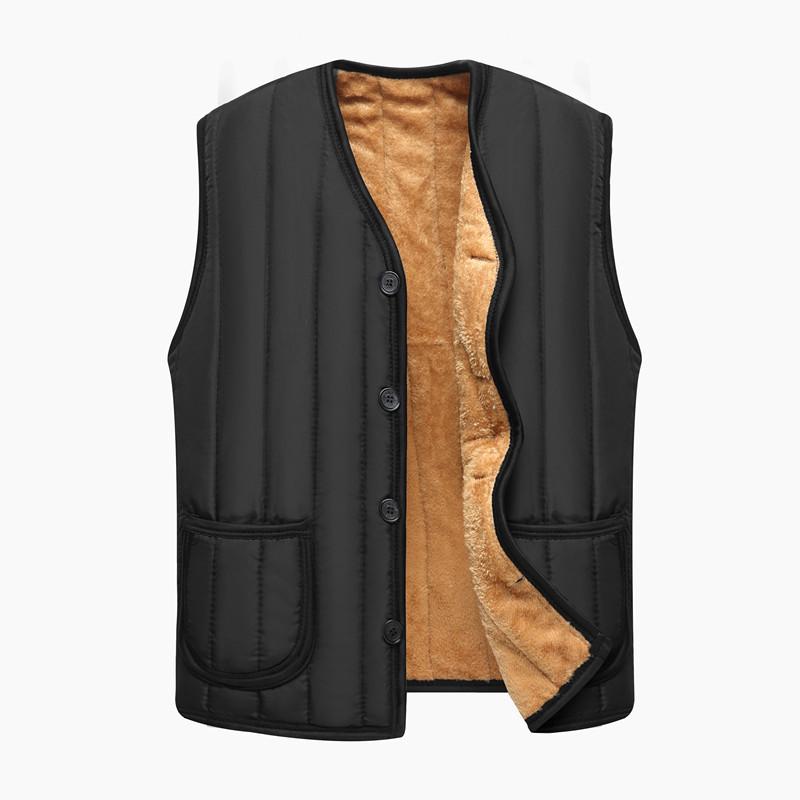 AI Supermarket Gezellig fluwelen casual herenvest voor herfst en winter, groot formaat warm gilet voor vaders XL zwart