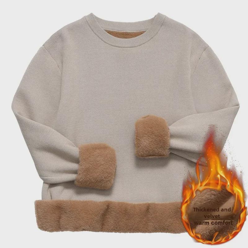 VantaGoods Dikke fleece ronde hals wintertrui voor heren - warme gebreide trui met lange mouwen Medium