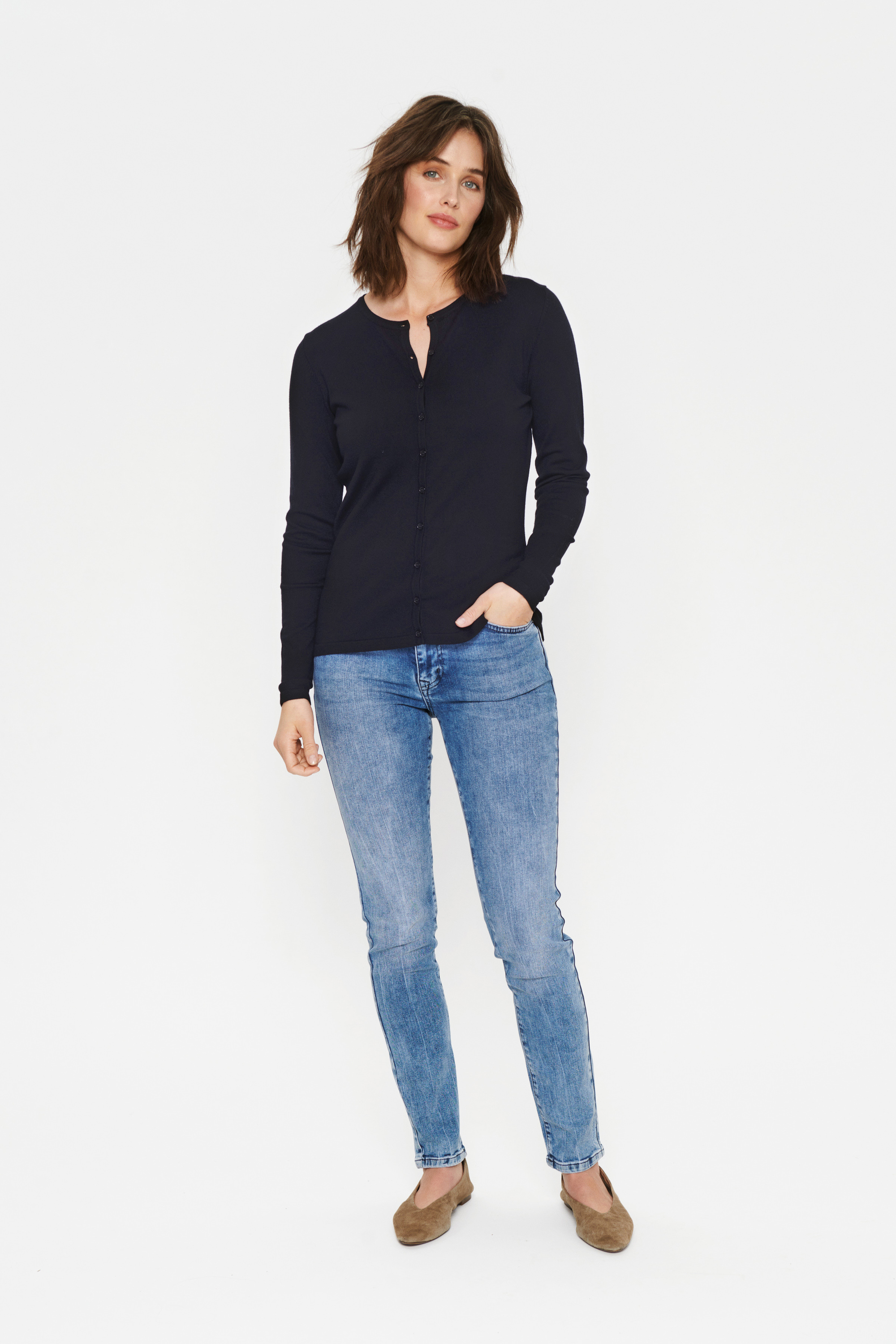 Saint Tropez Vest A8661, MilaSZ R-Neck Cardigan