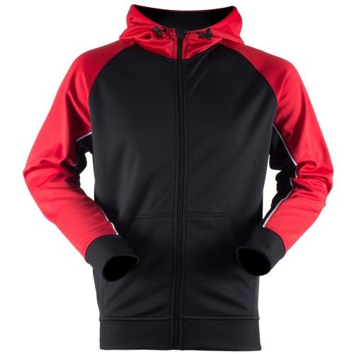 Finden & Hales Heren vochtafvoerende sporthoodie met panelen 2XL zwart/rood