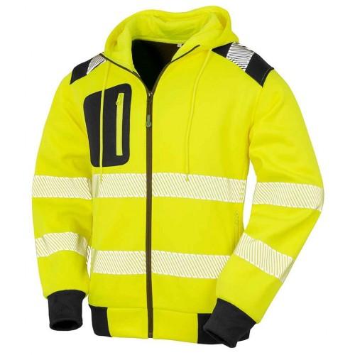 Result Genuine Recycled Resultaat Echte gerecyclede unisex robuuste veiligheidshoodie met volledige ritssluiting voor volwassenen XL fluorescerende gele kleur