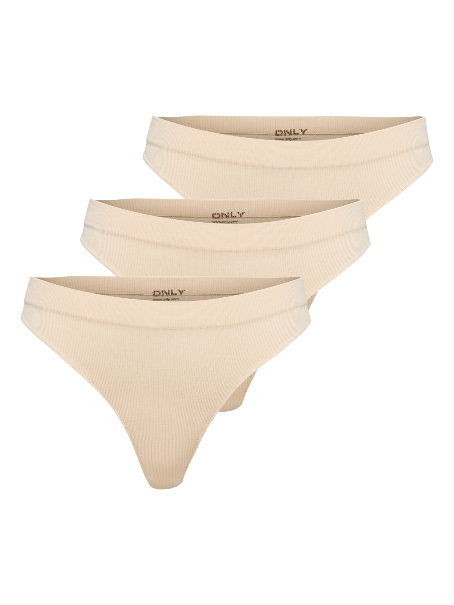 Only T-string ONLVICKY RIB S-LESS THONG 3-PK NOOS (set, 3 stuks)