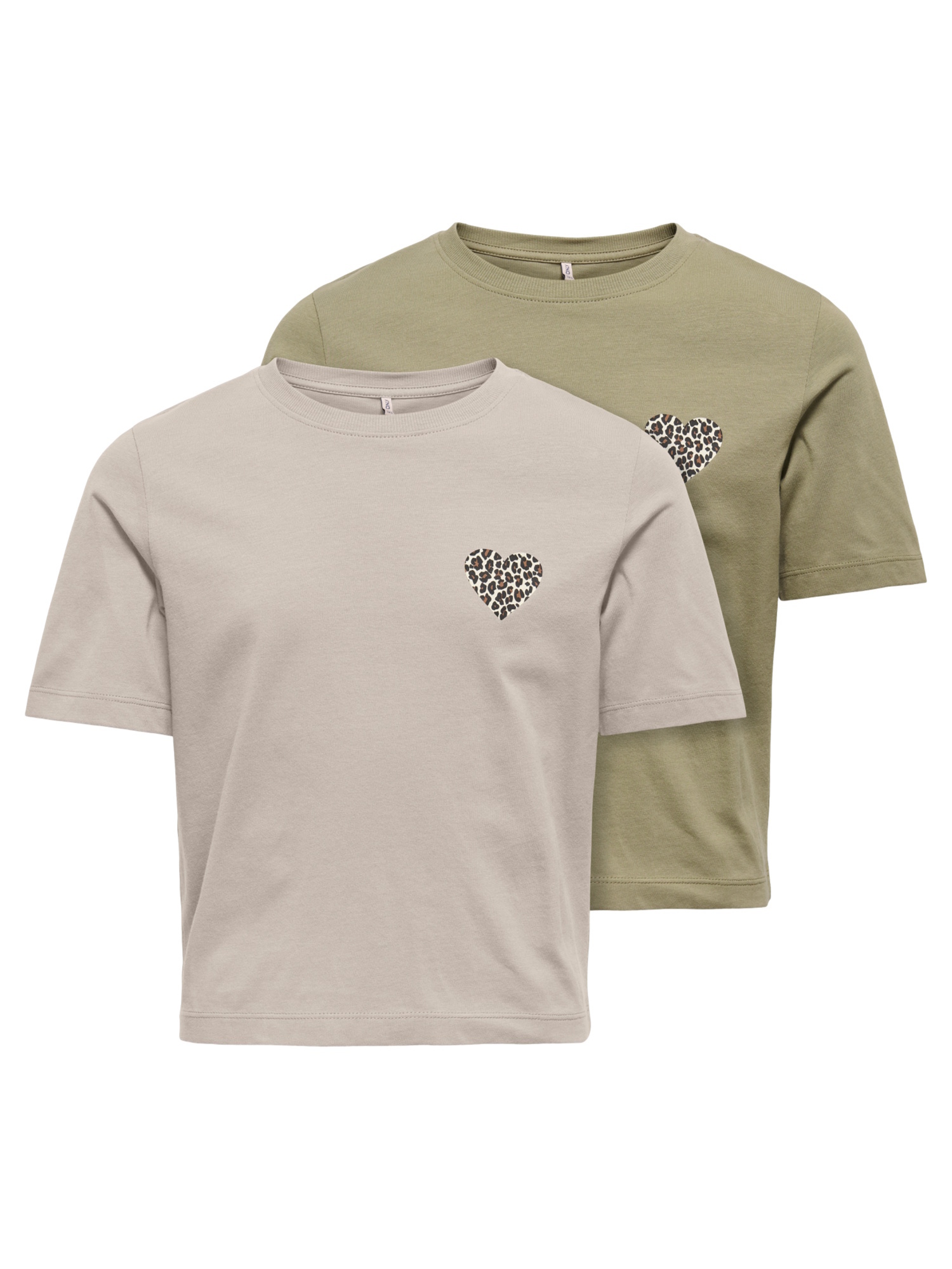 KIDS ONLY Shirt met ronde hals KOGREX LEO HEART S/S TOP JRS 2-PACK (Set van 2)