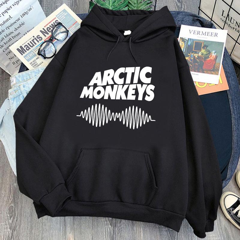 FT T Shirts Harajuku Vintage ARCTIC MONKEYS Sound Wave Gedrukt Hoodies Heren Herfst Truien Muziek Kpop Skateboard Sweatshirts Met Capuchon S grijs