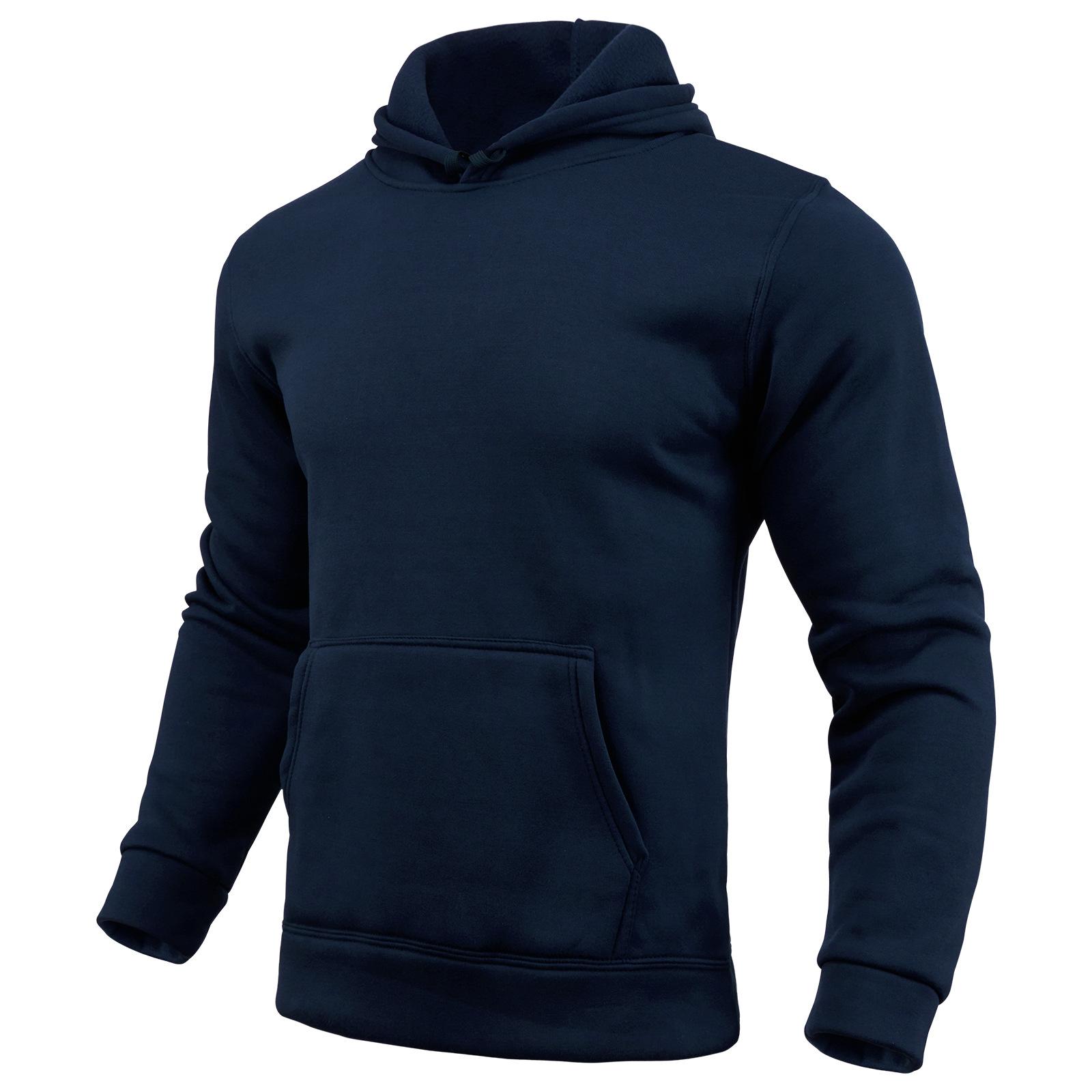ForYourBeauty Dameshoodies met lange mouwen, fleece effen kleur hoodies, sport, vrije tijd, heren truien met capuchon XXXL marineblauwe kleur