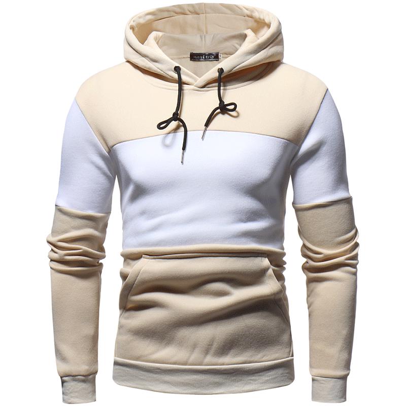 WowClassic Heren trui met capuchon en patchwork kleur ribkleding heren hoodies met lange mouwen zwart blauw herfst winter plus size sweatshirt 3XL kaki